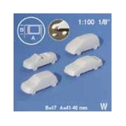 Voitures blanches / Cars, white 1/100 (4pcs)