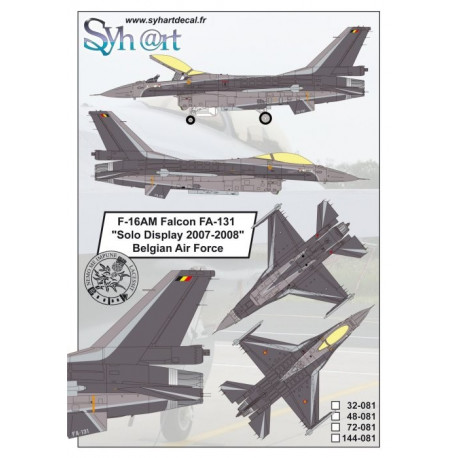 F-16am falcon fa-131 2007-2008 belgian air force 1/48