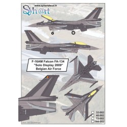 Decal f-16am falcon fa-134 2009 belgian air force 1/48