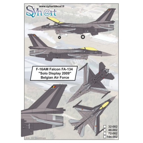 Decal f-16am falcon fa-134 2009 belgian air force 1/48