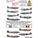 Décal Spitfire en service dans la 350ème Escadre, Forces Aériennes Belges 1/72