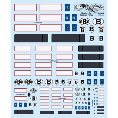 Décal Plaques Immatriculation Belges / Belgian Car License Plates, 1/43-1/24-1/18