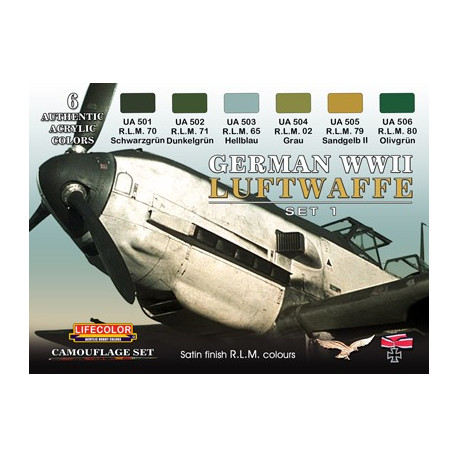 Luftwaffe German WWII Set 1, 6 Camouflage colors