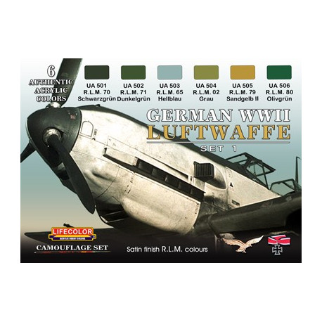 Luftwaffe German WWII Set 1, 6 Camouflage colors