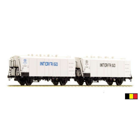 Set de 2 wagons ICEFS blanc Interfrigo bleu et noir.
