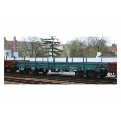 Wagon à 4 essieux,Remms ,livrée turquoise,chargé de plaques d'acier / 4-Axle Flat Wagons RMMS in TU, SNCB HO