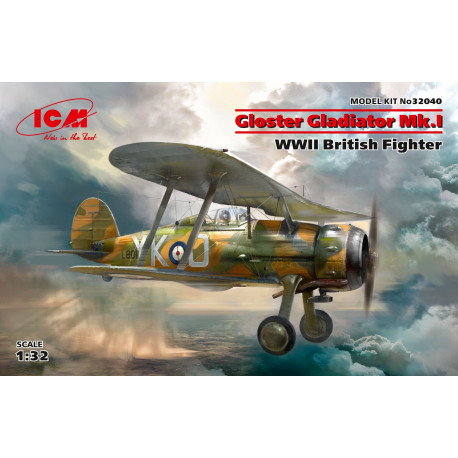 Gloster Gladiator Mk.I,WWII British Fighter, avec Décals Belges 1/32