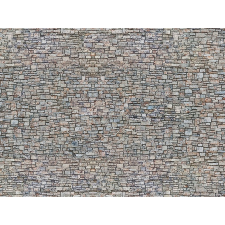 Feuille de carton 3D “Mur de Moellon”, multicolore / 3D Cardboard Sheet “Quarrystone Wall”
