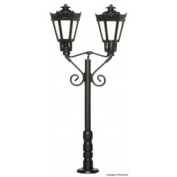 Park lamp double, black, LED warmwhite H0