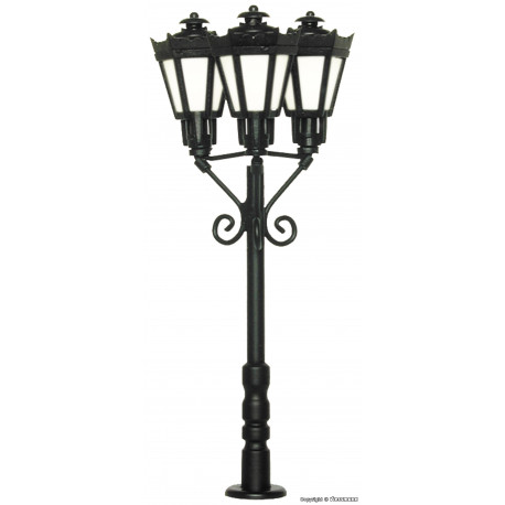 Park lamp triple, black, LED warm-white H0