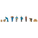 Ouvriers des transports avec paquets et fûts / Freight workers with parcels and barrels H0