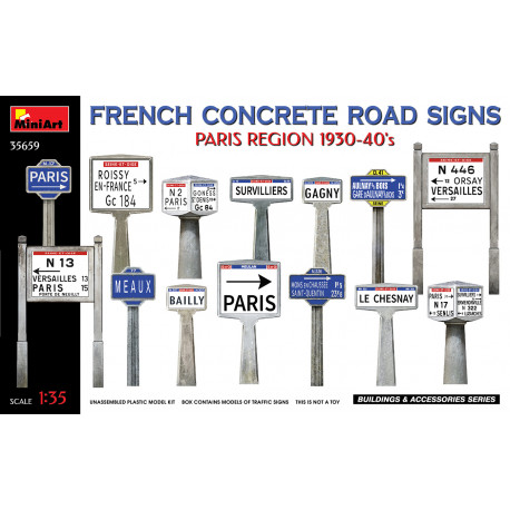 French Concrete Road Signs Paris Region '30-40's 1/35