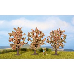 3 Arbres fruitiers fleuris, rose / Fruit Trees, pink blossom, 8 cm