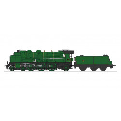 Locomotive à vapeur 231 D 229, tender 25m³, Vert PLM, DCC Son et Fumée H0