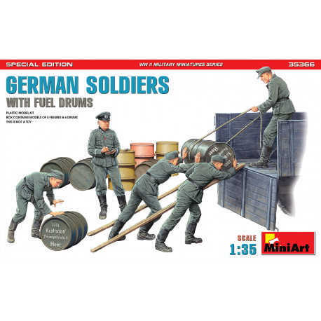 German Soldiers & Fuel Drums 1/35