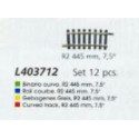 12 Rails courbes R2 445mm 7,5° H0