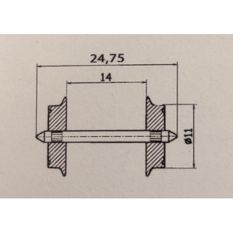 2 essieux AC wheel set 23.8 * 11 mm vieillis