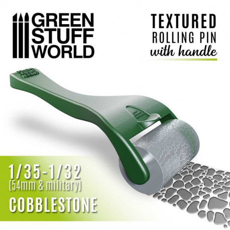 Rouleau texturé avec poignée Pavé 15mm Cobblestone Textured Rolling Pin with handle