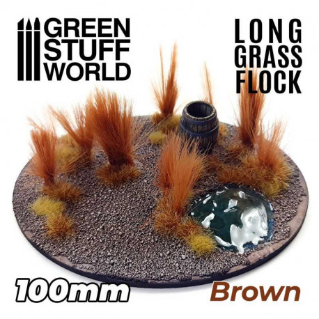 Herbe longue Marron 100mm Long Grass Flock Brown