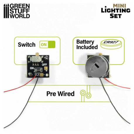 Mini kit d'éclairage avec interrupteur et pile CR927 / Mini lighting Set With switch and CR927 Battery