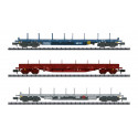 Set 3 wagons plats à ridelles / Type Rnss Flat Car Set, SNCB/CFL N