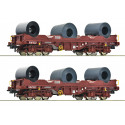 Coffret de 2 Wagons porte-coils / Coils transport wagons set, SNCB H0