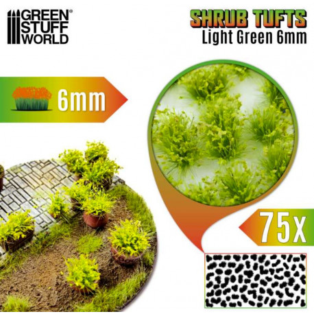Touffes de Buissons 6mm Auto-Adhésif - Vert clair / Shrub Tufts 6mm self-adhesive - Light green