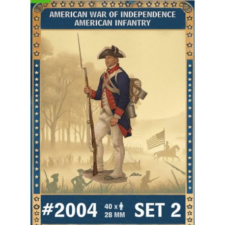 Set 40 Figurines American Infantry Set 2, American War of Independence 28mm