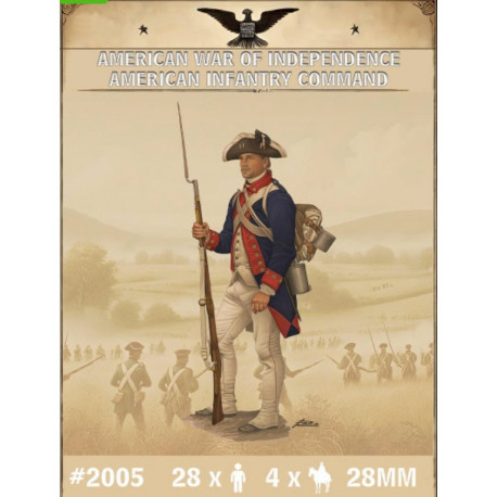Set 40 Figurines American Infantry Command American War of Independence 28mm