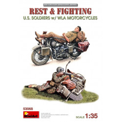 Rest & Fighting. U.S. Soldiers w/ WLA Motorcycles in 1/35
