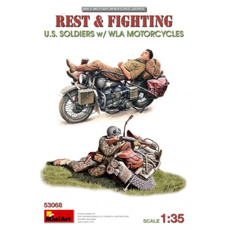 Rest & Fighting. U.S. Soldiers w/ WLA Motorcycles in 1/35
