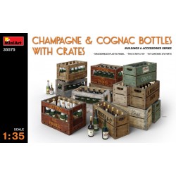 Champagne & cognac bottles with crates 1/35