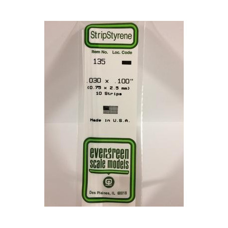 Bande Styrene Strip 0.75x2.5 mm (10p.)