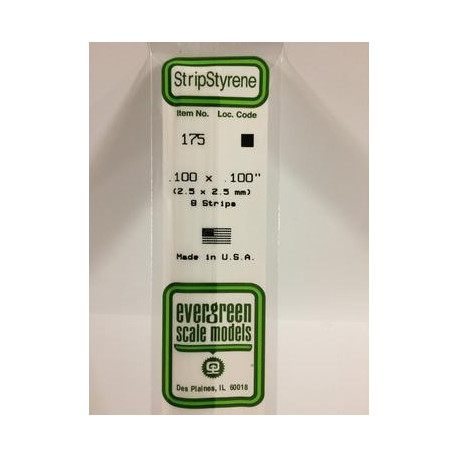 Bande Styrene Strip 2.5 x2.5 mm ( 8p.)